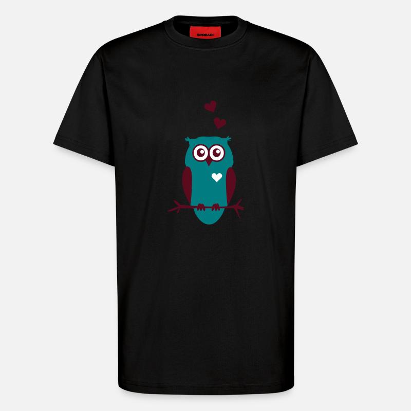 Eule mit Herzen - T-Shirt - made by SPREAD - SOLID BLACK