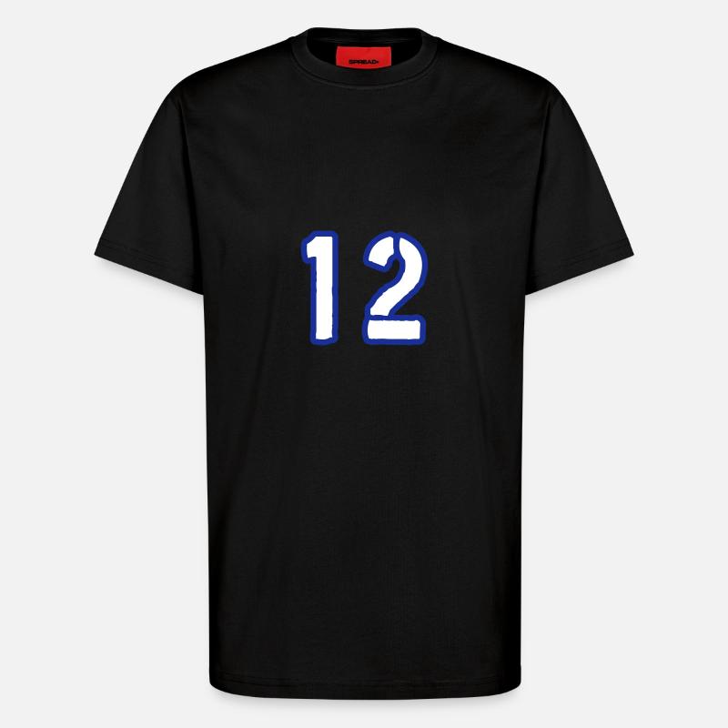 12 Symbole numérique - T-shirt bio décontracté fabriqué en UE - SOLID BLACK