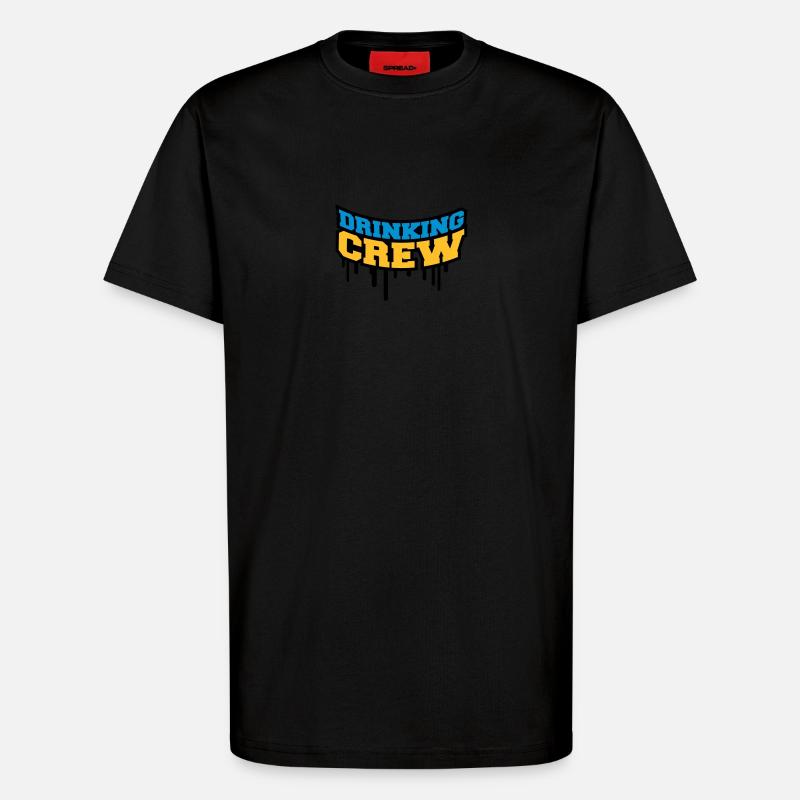 Drinking Crew Graffiti - T-shirt bio décontracté fabriqué en UE - SOLID BLACK