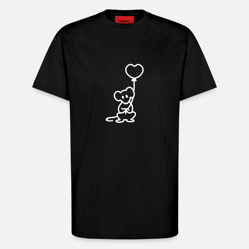 Maus + Ballon - Line - T-Shirt - made by SPREAD - SOLID BLACK