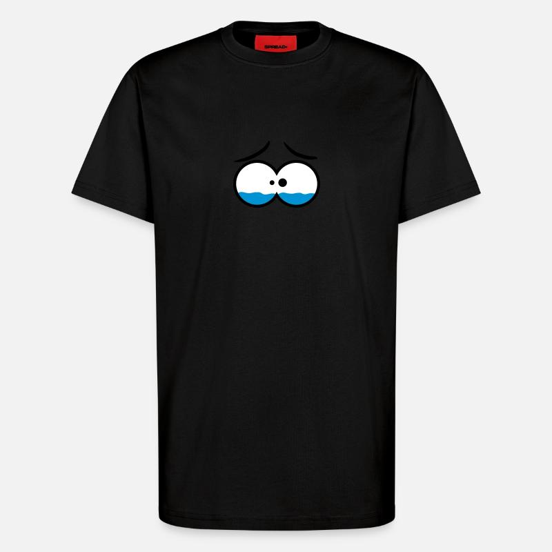 Sad Crying Comic Eyes - T-shirt bio décontracté fabriqué en UE - SOLID BLACK