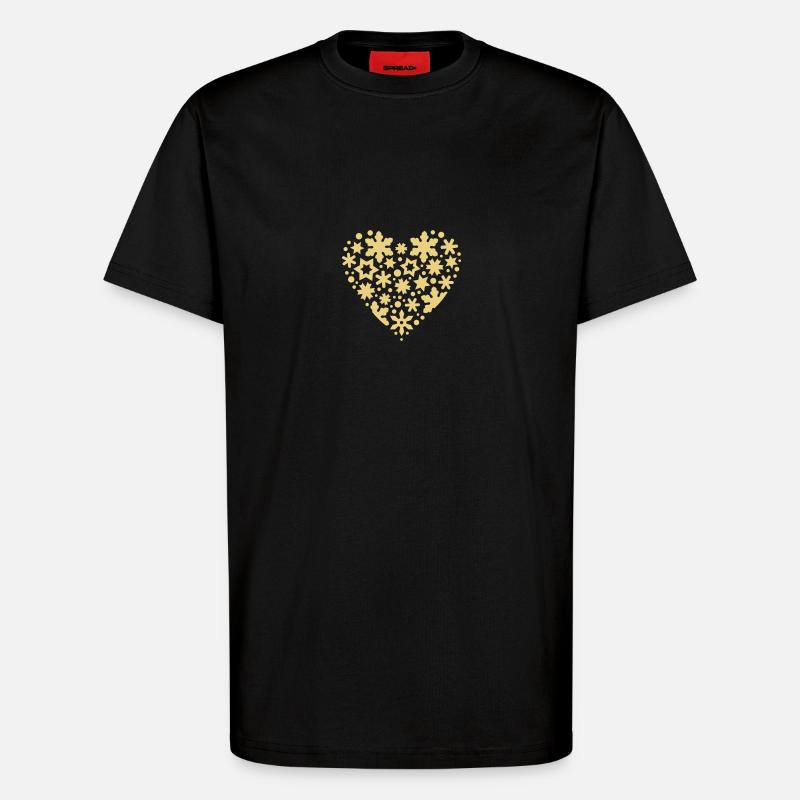 Schneeflocken Sterne Herz - T-Shirt - made by SPREAD - SOLID BLACK