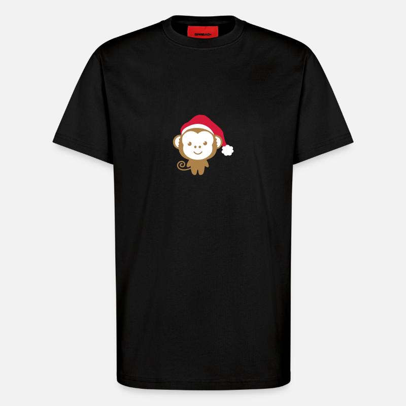 Christmas monkey - T-Shirt - made by SPREAD - SOLID BLACK