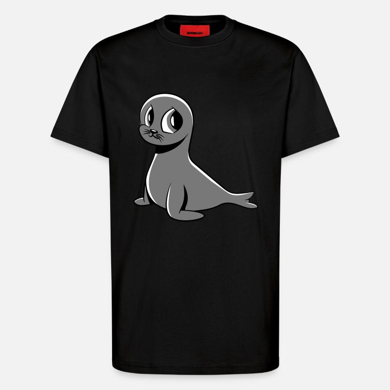 seehund süss - T-Shirt - made by SPREAD - SOLID BLACK