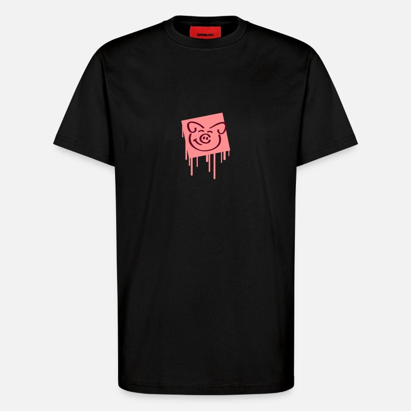 pig_face_graffiti_square - T-Shirt - made by SPREAD - SOLID BLACK
