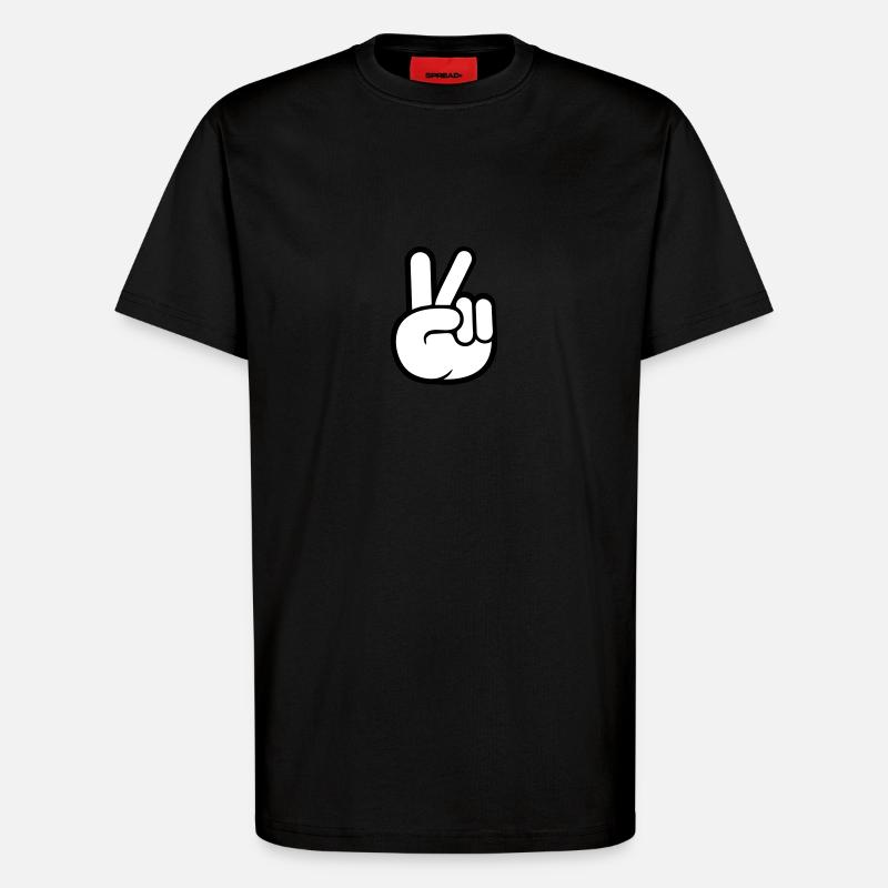 Peace sign hand peace cool - T-Shirt - made by SPREAD - SOLID BLACK
