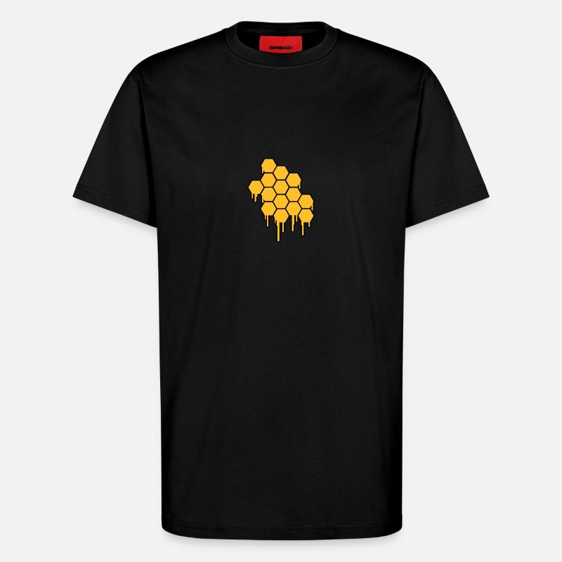 Honeycombs Pattern - T-shirt bio décontracté fabriqué en UE - SOLID BLACK