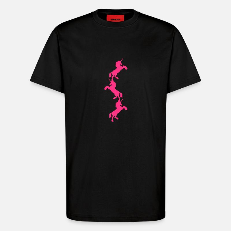 3 Einhörner Turm Muster - T-Shirt - made by SPREAD - SOLID BLACK
