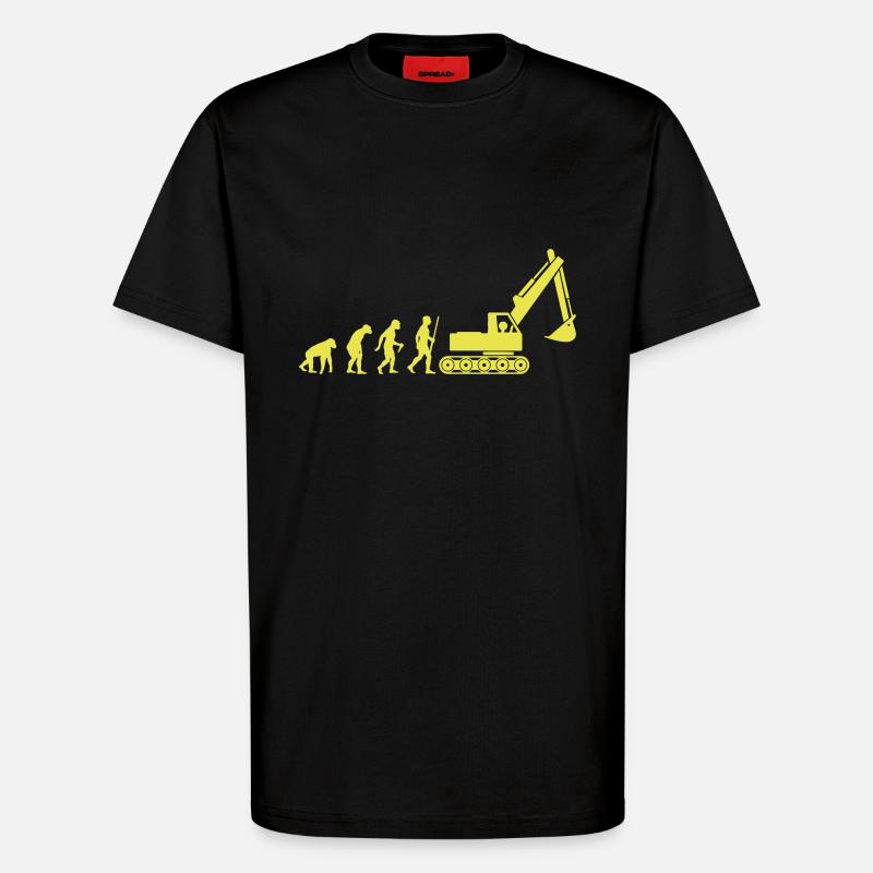 Baggerfahrer Evolution - T-Shirt - made by SPREAD - SOLID BLACK
