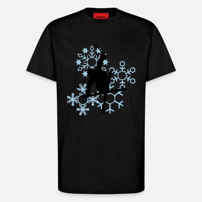 Skier mit Schneeflocken - T-Shirt - made by SPREAD - SOLID BLACK
