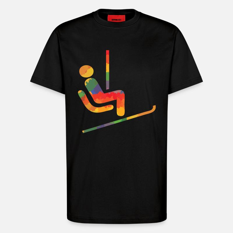 Farbiger Ski Läufer - T-Shirt - made by SPREAD - SOLID BLACK
