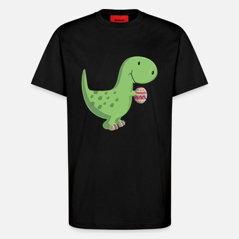 Dino mit Ei - T-Shirt - made by SPREAD - SOLID BLACK
