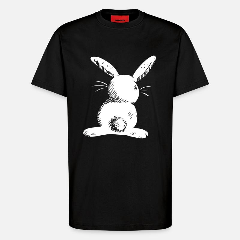 White long eared hare comic - T-Shirt - made by SPREAD - SOLID BLACK