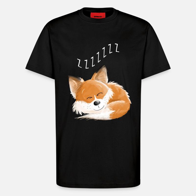 Fox sleeping - dream - dreams - foxes - T-Shirt - made by SPREAD - SOLID BLACK