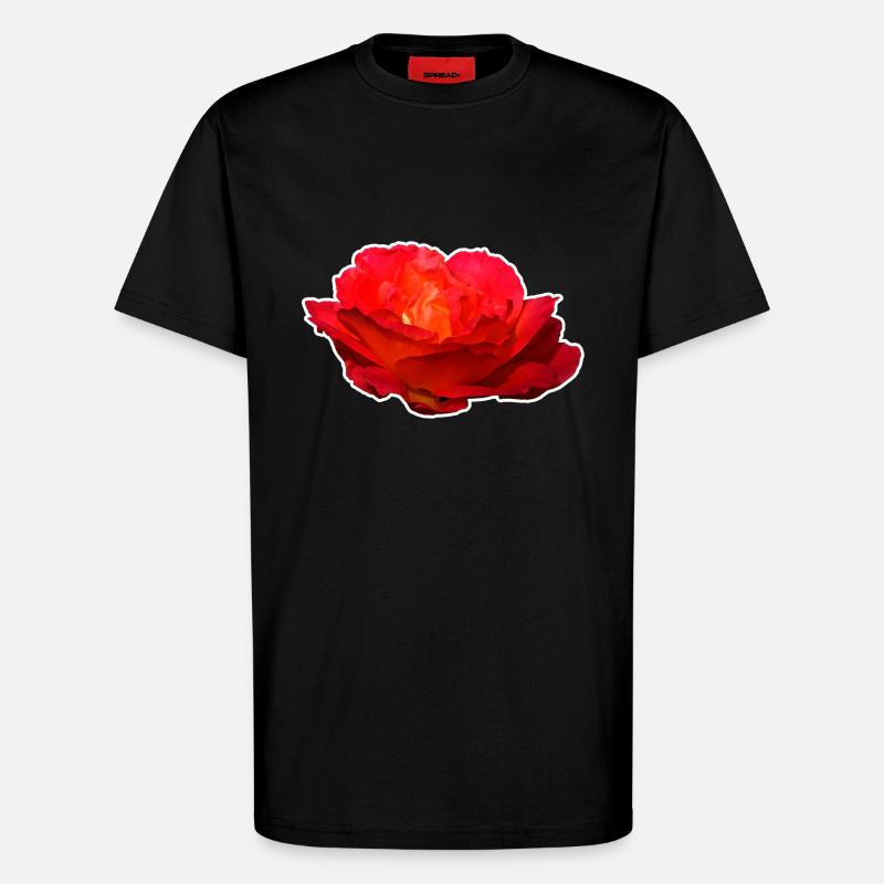 Rote Rose Blume Blüte Geschenk - T-Shirt - made by SPREAD - SOLID BLACK