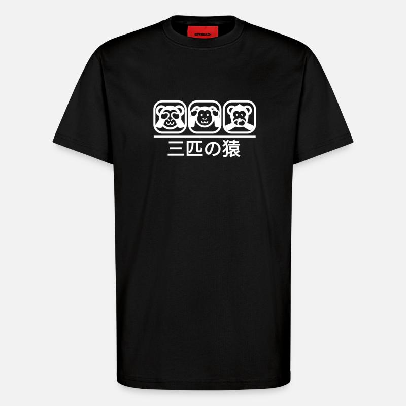 Drei Affen White - T-Shirt - made by SPREAD - SOLID BLACK