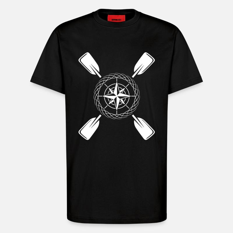 Kajak Paddel Kompass - T-Shirt - made by SPREAD - SOLID BLACK