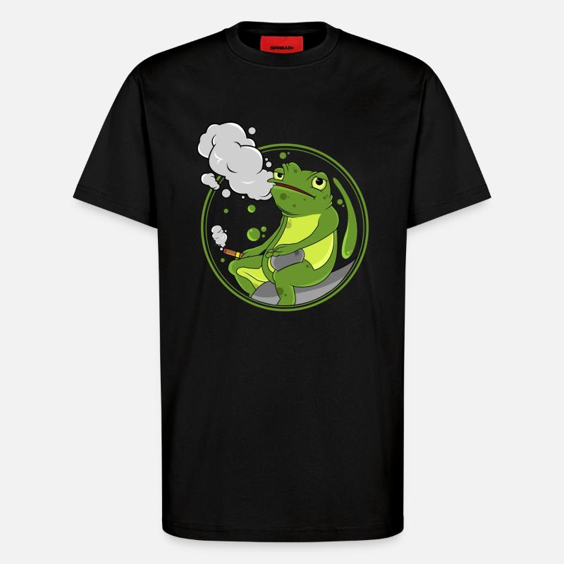 Frosch als Raucher mit Zigarre - T-Shirt - made by SPREAD - SOLID BLACK