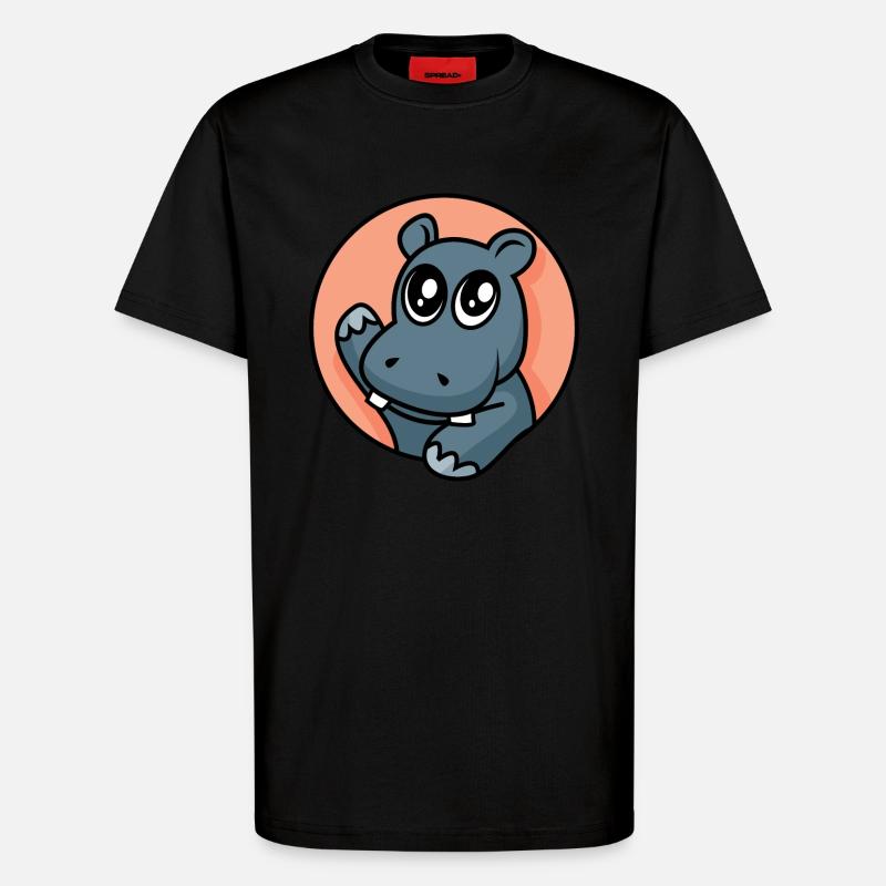 Fröhliches Nilpferd - T-Shirt - made by SPREAD - SOLID BLACK