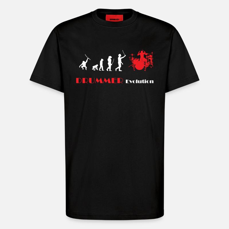 DRUMMER Evolution rot - T-shirt bio décontracté fabriqué en UE - SOLID BLACK