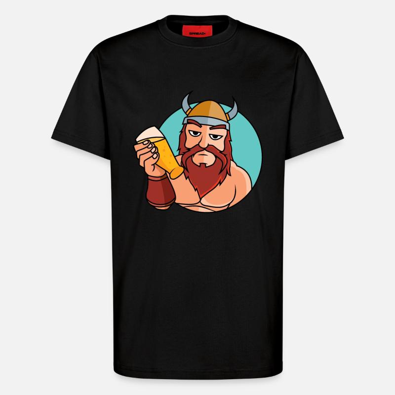 Wikinger mit Bierglas - T-Shirt - made by SPREAD - SOLID BLACK