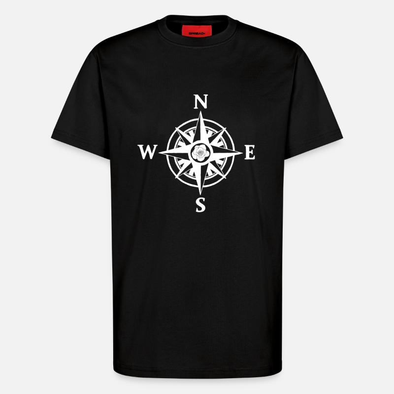 Kompassrose (weiß) - T-Shirt - made by SPREAD - SOLID BLACK