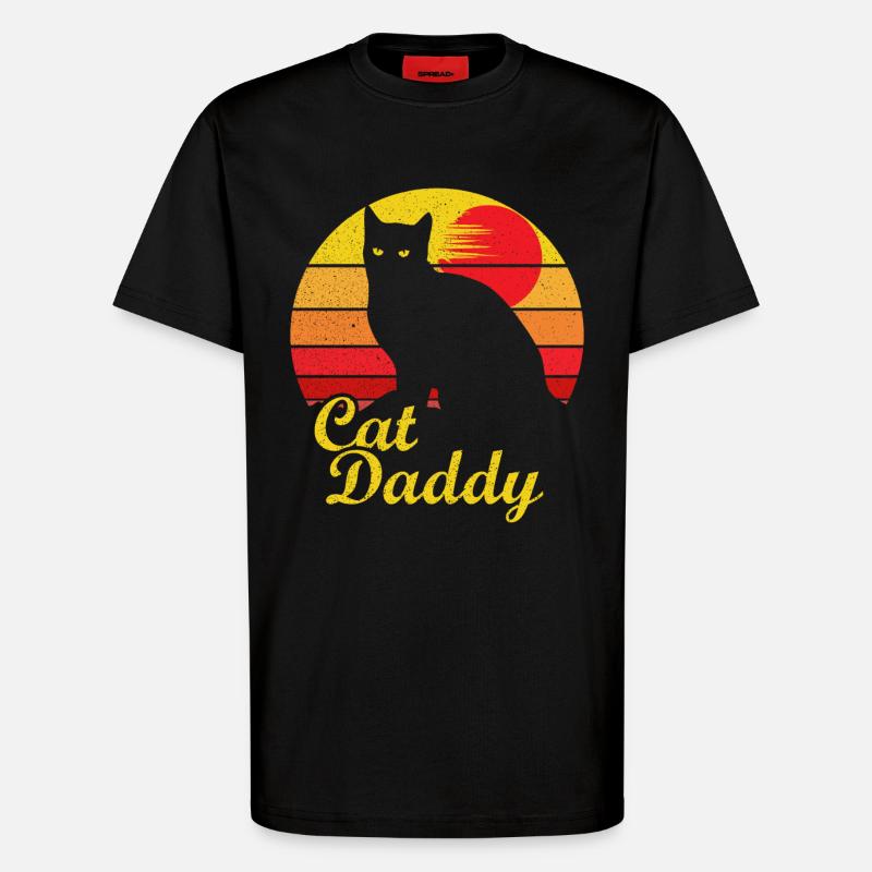 Cat Daddy Best Cat Dad - T-shirt bio décontracté fabriqué en UE - SOLID BLACK