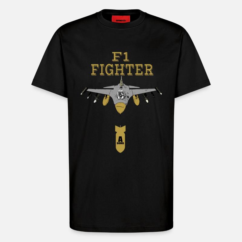 Kampfflugzeug - T-Shirt - made by SPREAD - SOLID BLACK