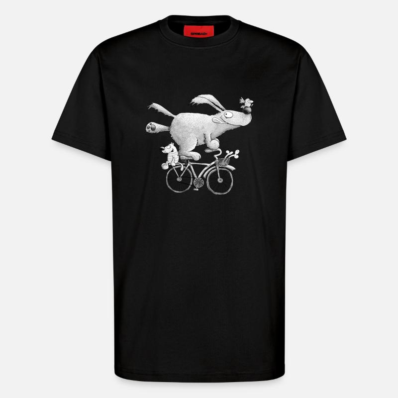 Drolliger Hund Auf Fahrrad Comic Radfahrer - T-Shirt - made by SPREAD - SOLID BLACK