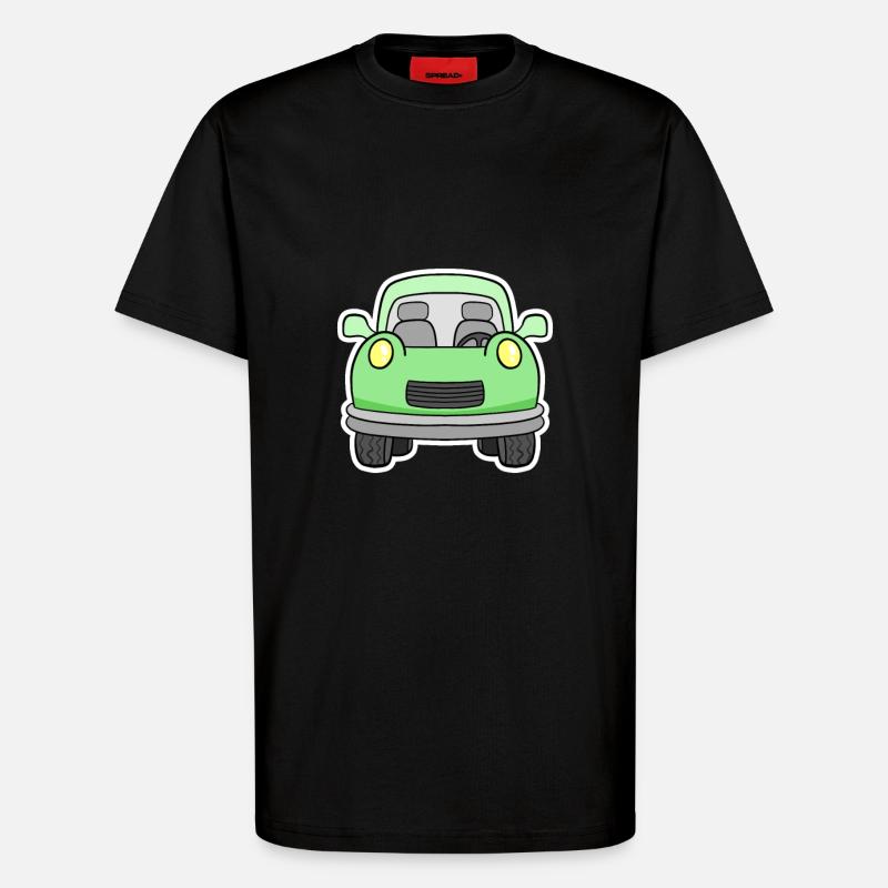 Cheerful green wagon front view - T-Shirt - made by SPREAD - SOLID BLACK