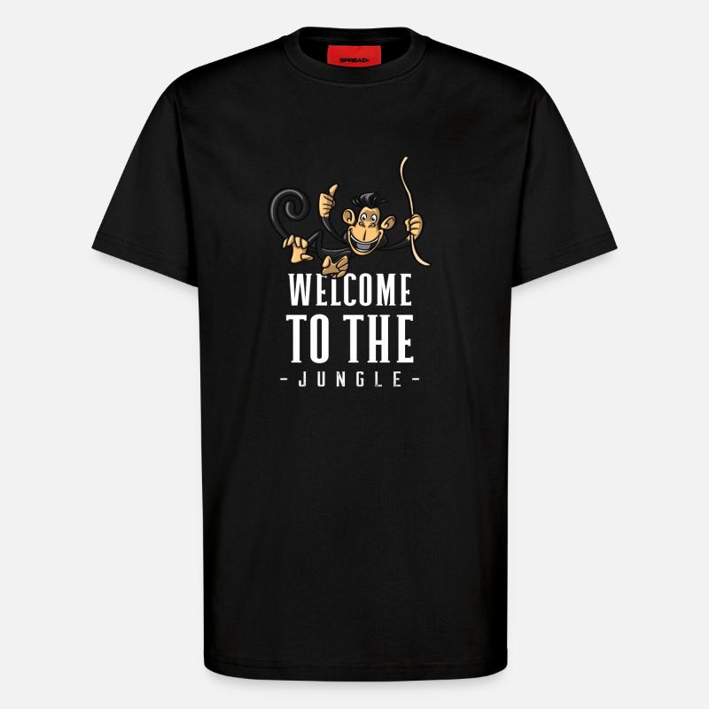Jungle Monkey Welcome Design - T-Shirt - made by SPREAD - SOLID BLACK