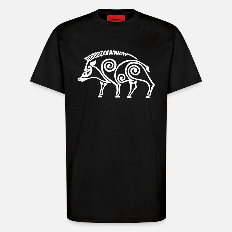 weißer keltischer Eber - T-Shirt - made by SPREAD - SOLID BLACK