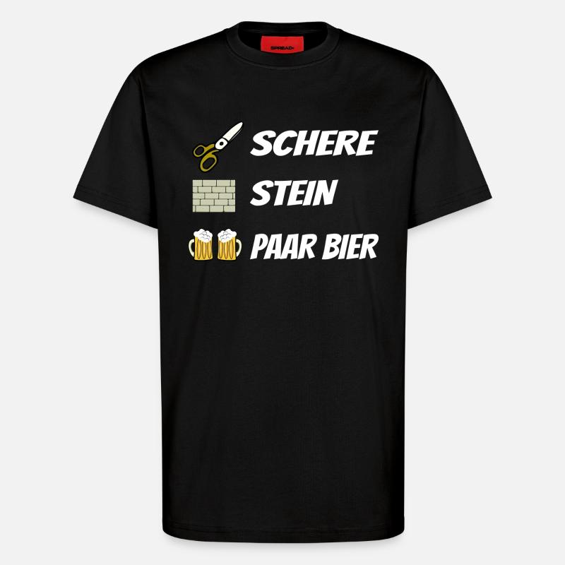 Schere , Stein, Paar Bier - T-Shirt - made by SPREAD - SOLID BLACK