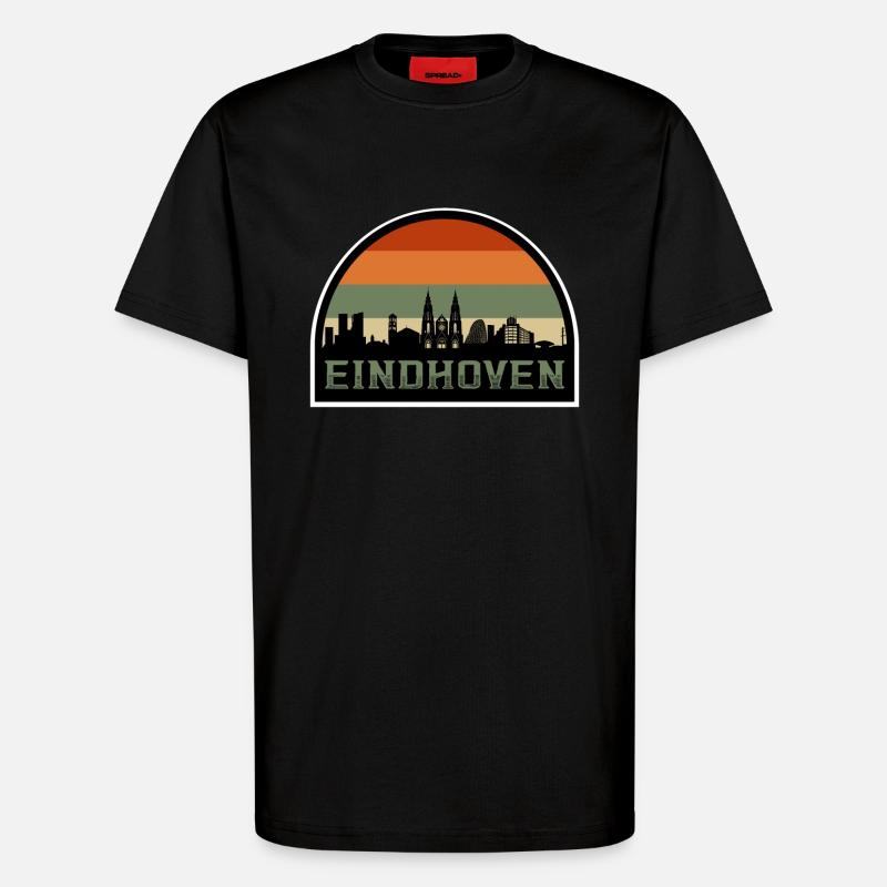 Eindhoven Pays-Bas Skyline Souvenir Drapeau Hollandais - T-shirt bio décontracté fabriqué en UE - SOLID BLACK