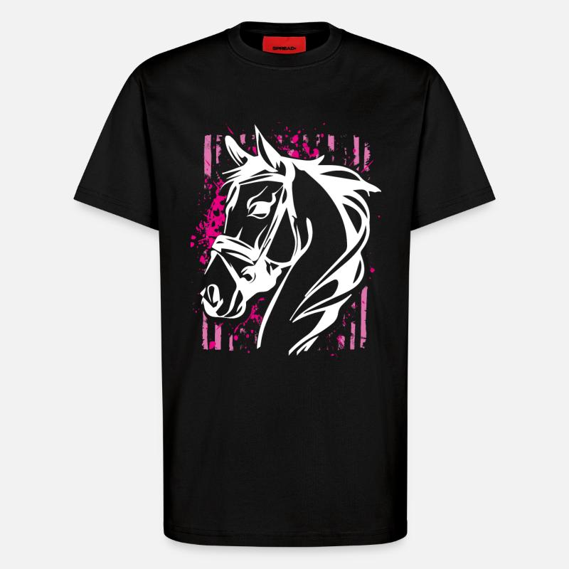 Graffiti-Stil Pferd mit Pinkem Farbsplash - T-Shirt - made by SPREAD - SOLID BLACK