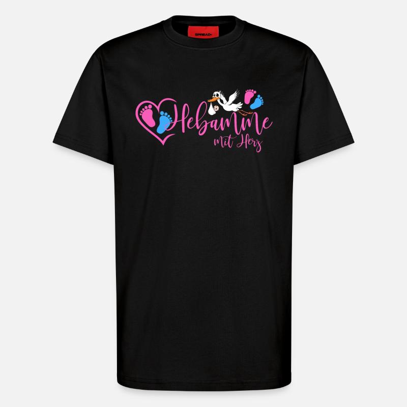 Hebamme mit Herz  - T-Shirt - made by SPREAD - SOLID BLACK