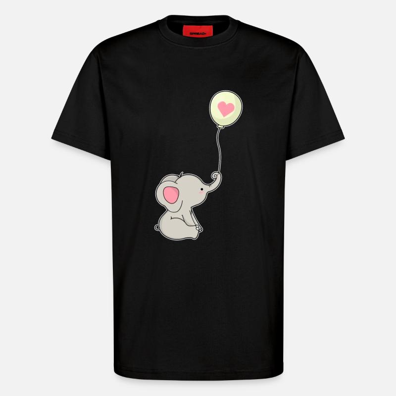 Elefant & Luftballon mit Herz - T-Shirt - made by SPREAD - SOLID BLACK
