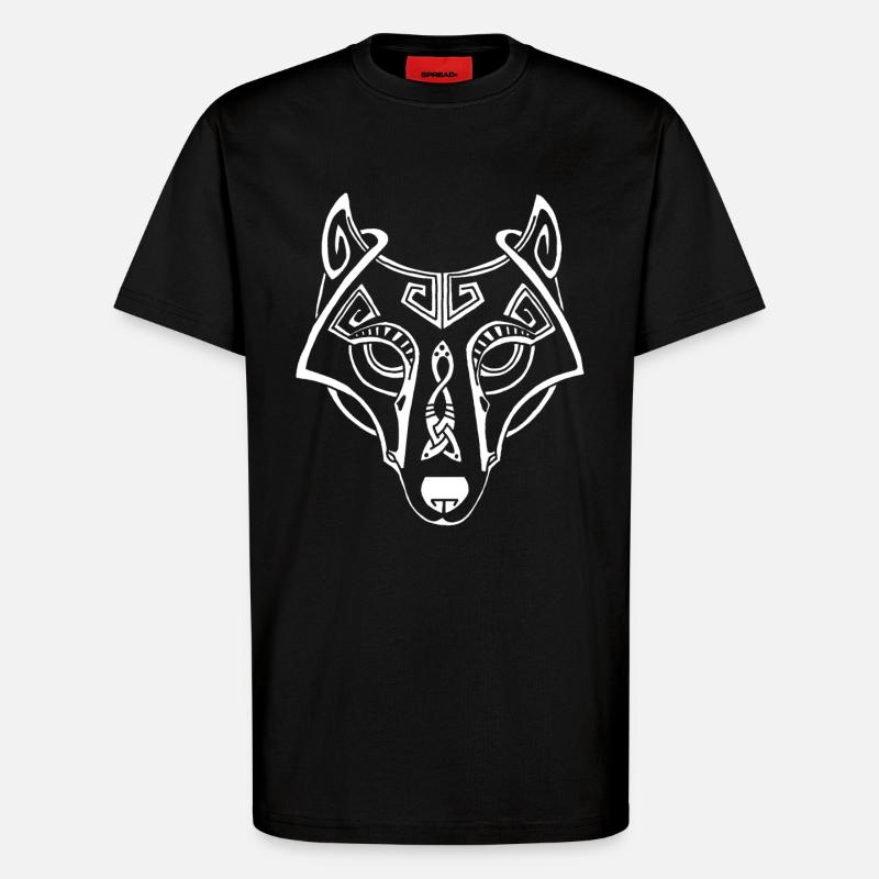 loup blanc celte - T-shirt bio décontracté fabriqué en UE - SOLID BLACK