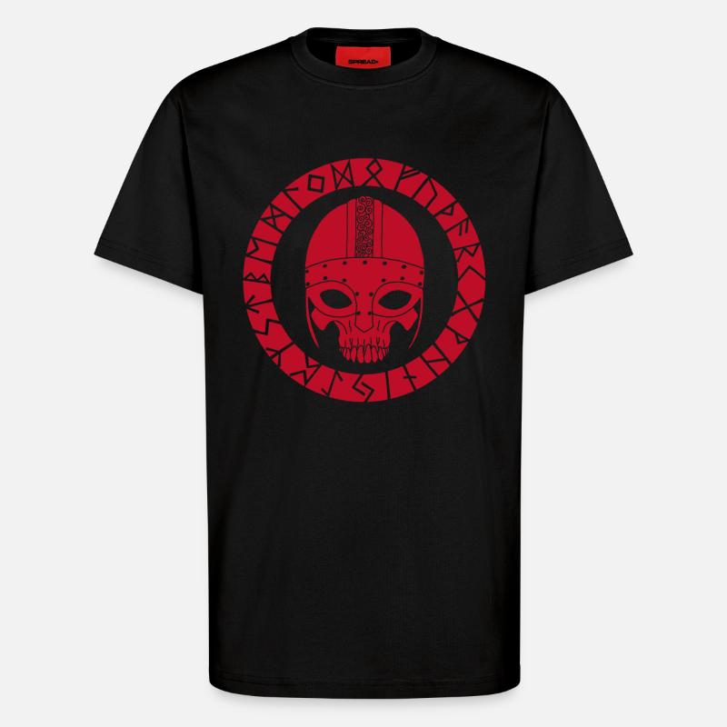 Rotes Wikinger-Todeskopf - T-Shirt - made by SPREAD - SOLID BLACK