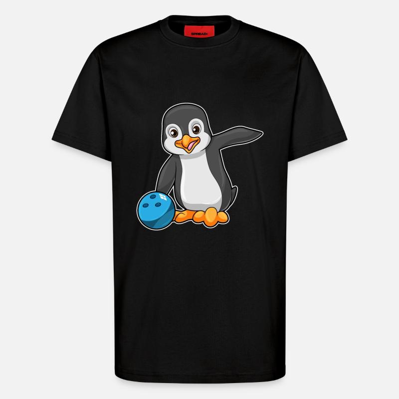 Penguin Bowling Boule de bowling - T-shirt bio décontracté fabriqué en UE - SOLID BLACK
