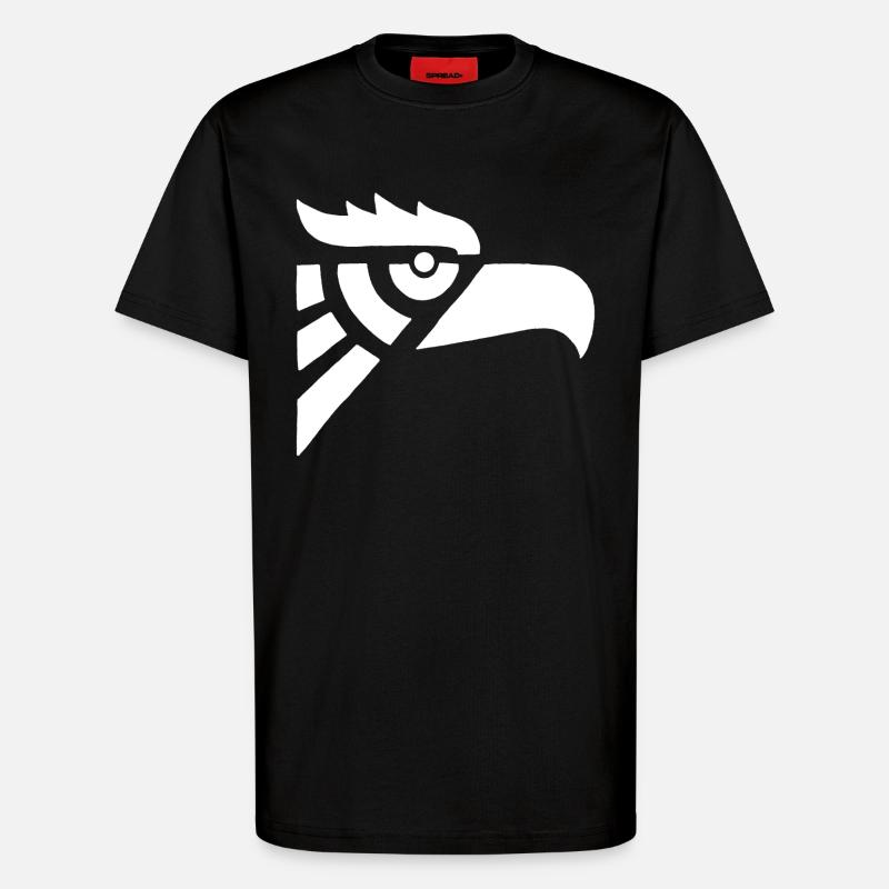 Aztec white eagle head - T-Shirt - made by SPREAD - SOLID BLACK