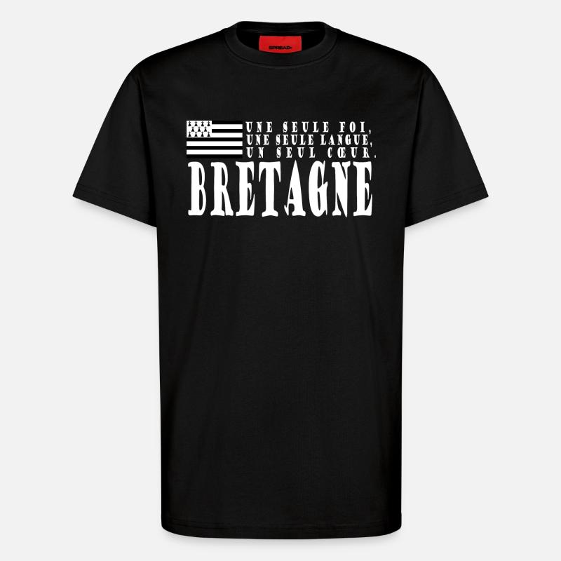 Idée cadeau Bretagne. Proverbe et drapeau Breton - T-shirt bio décontracté fabriqué en UE - SOLID BLACK