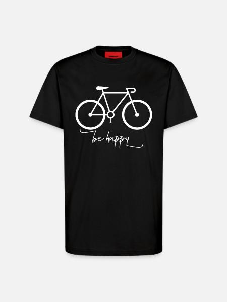 Vélo be happy - T-shirt bio décontracté fabriqué en UE - SOLID BLACK