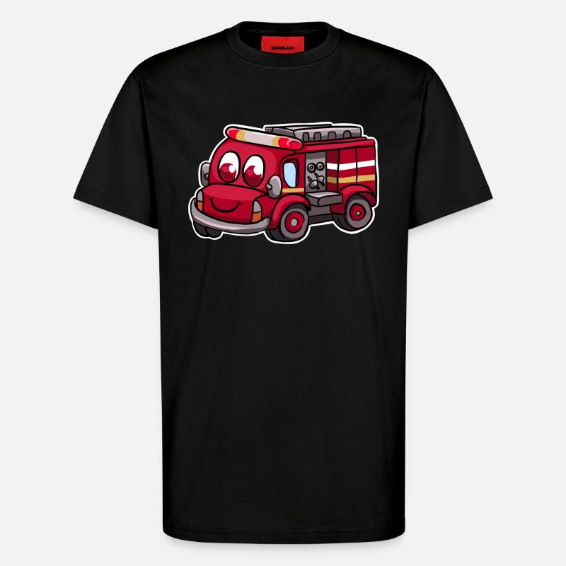 Fire truck fire brigade - T-Shirt - made by SPREAD - SOLID BLACK