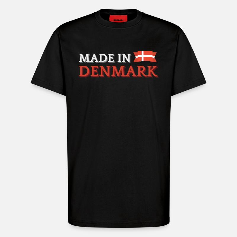 Made in Denmark, Danish pride - T-Shirt - made by SPREAD - SOLID BLACK