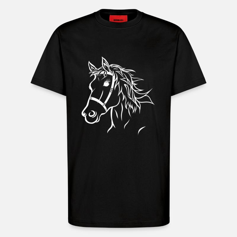 Pferdekopf illustration Pferd - T-Shirt - made by SPREAD - SOLID BLACK