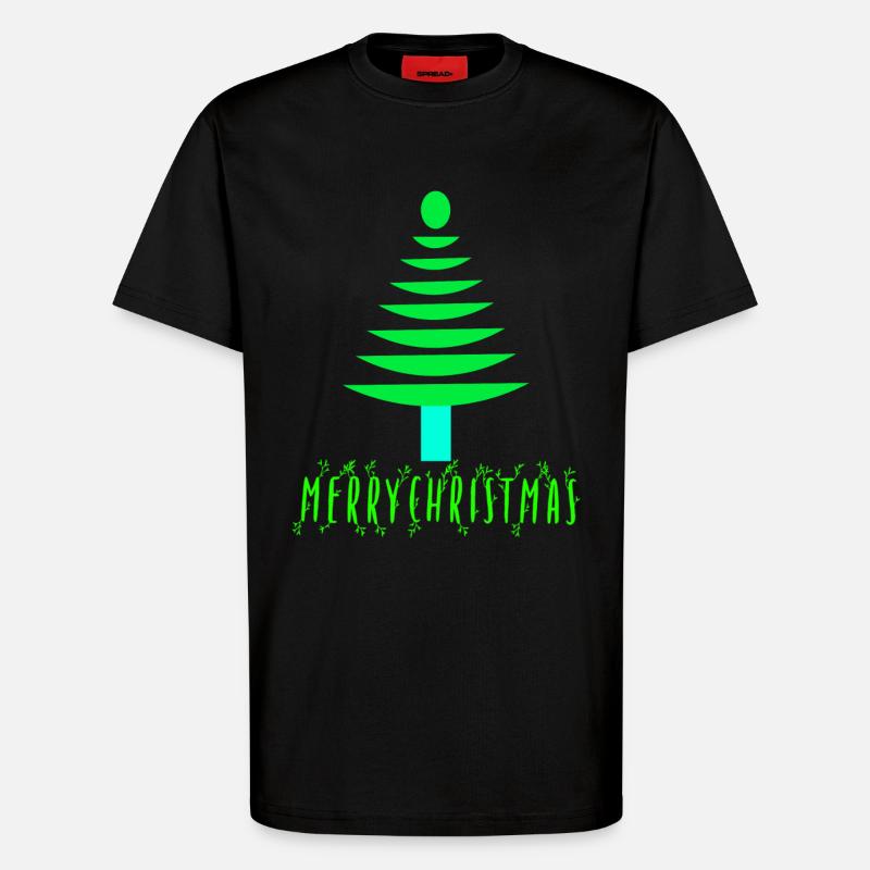 Neon Pine Christmas Tree - T-Shirt - made by SPREAD - SOLID BLACK