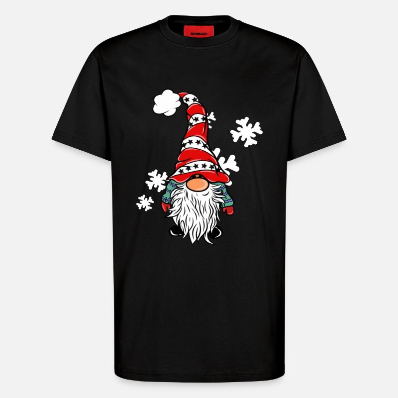 Weihnachts Wichtel mit Schneeflocken - T-Shirt - made by SPREAD - SOLID BLACK