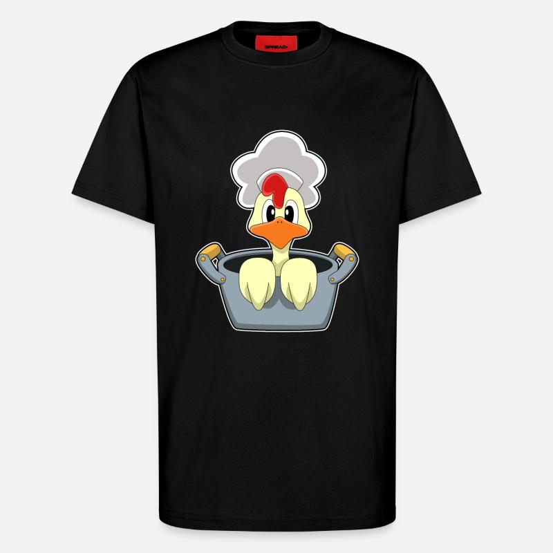 Poulet avec marmite - T-shirt bio décontracté fabriqué en UE - SOLID BLACK