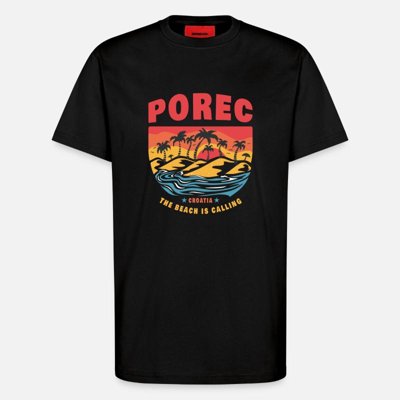 Porec Kroatien Beach Design - T-Shirt - made by SPREAD - SOLID BLACK